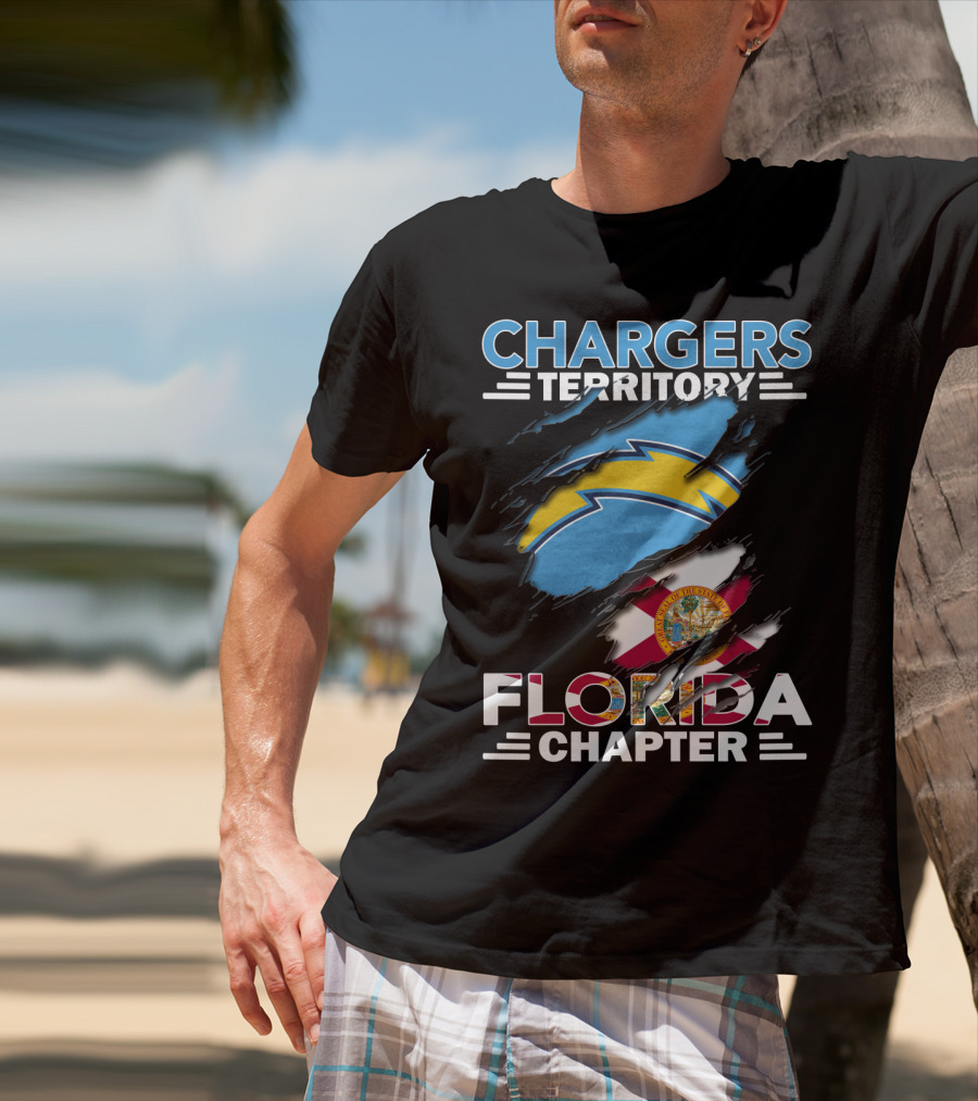Chargers Territory Florida Chapter Logo With Florida State Flag And Bolt T-Shirt