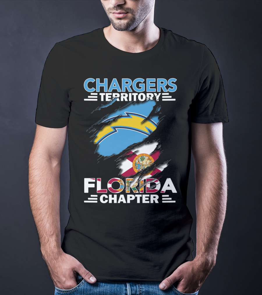 Chargers Territory Florida Chapter Logo With Florida State Flag And Bolt T-Shirt