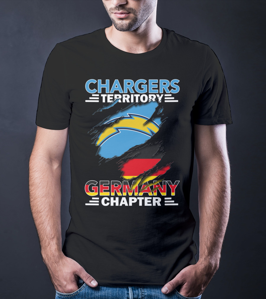 Chargers Territory Germany Chapter Germany Flag And Bolt T-Shirt