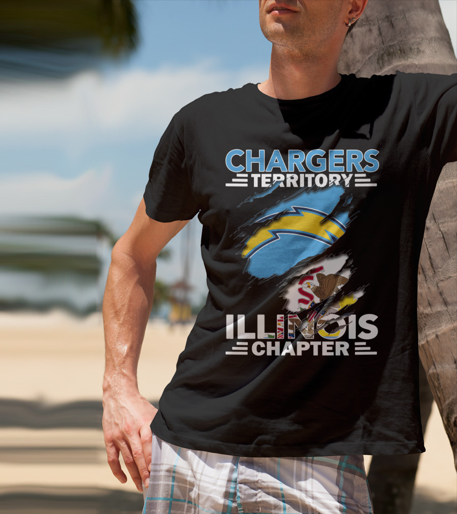 Chargers Territory Illinois Chapter State Flag Bolt T-Shirt