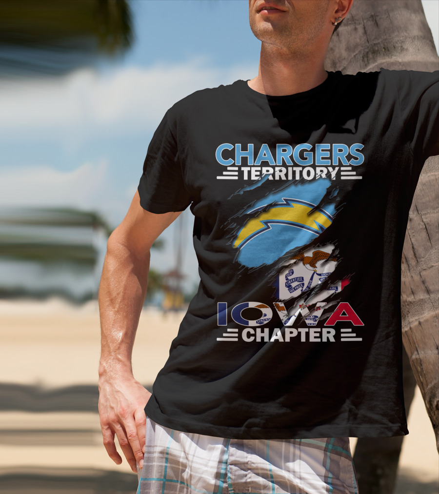 Chargers Territory Iowa Chapter NFL Logo With State Flag Elements T-Shirt