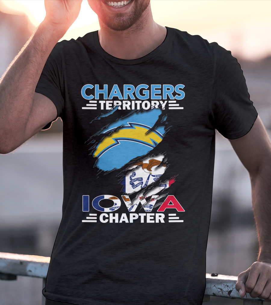 Chargers Territory Iowa Chapter NFL Logo With State Flag Elements T-Shirt