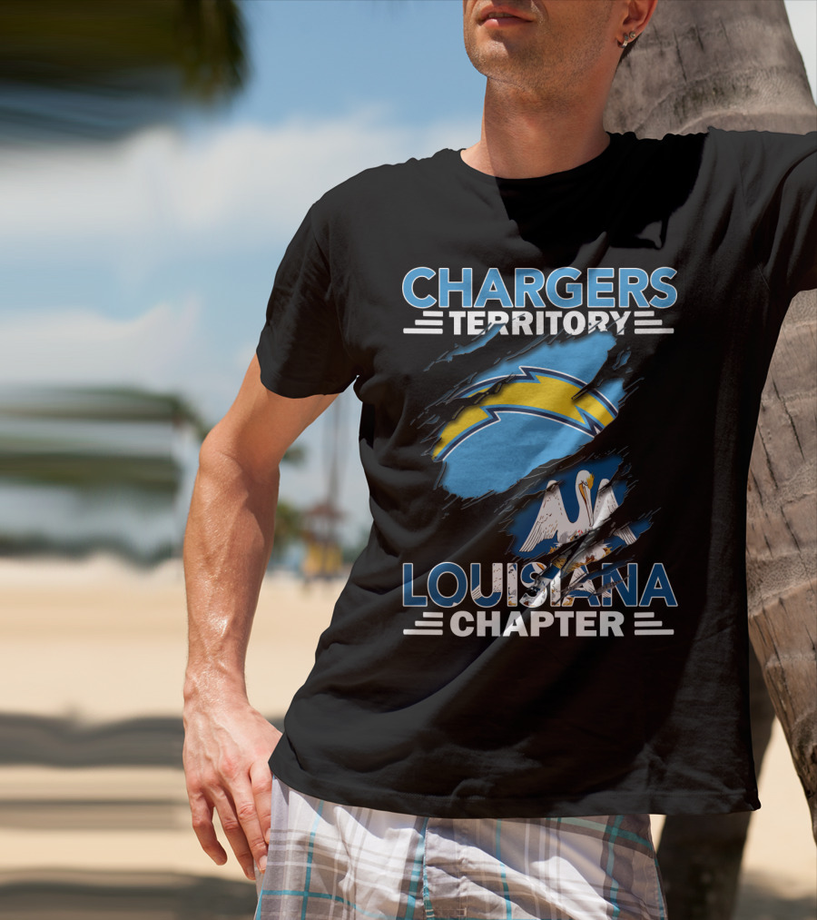 Chargers Territory Louisiana Chapter Pelican And Lightning Bolt T-Shirt