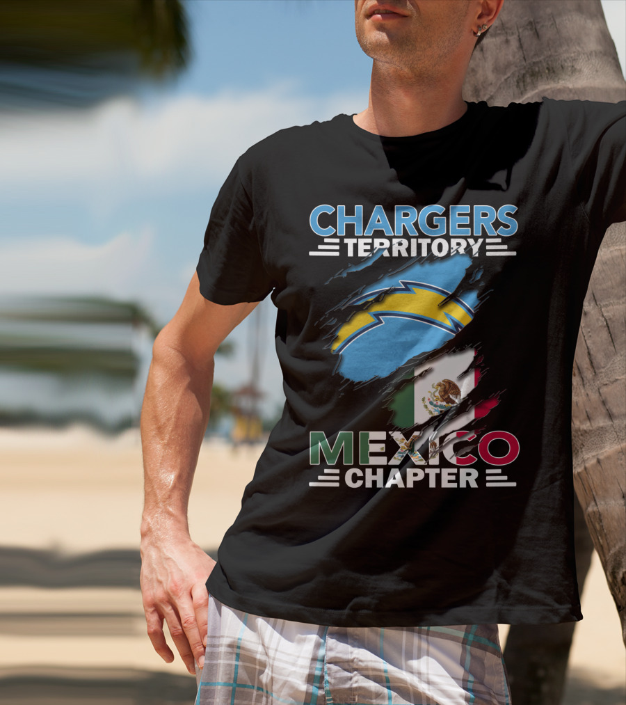 Chargers Territory Mexico Chapter Bold Lightning Logo And Flag Stripes T-Shirt