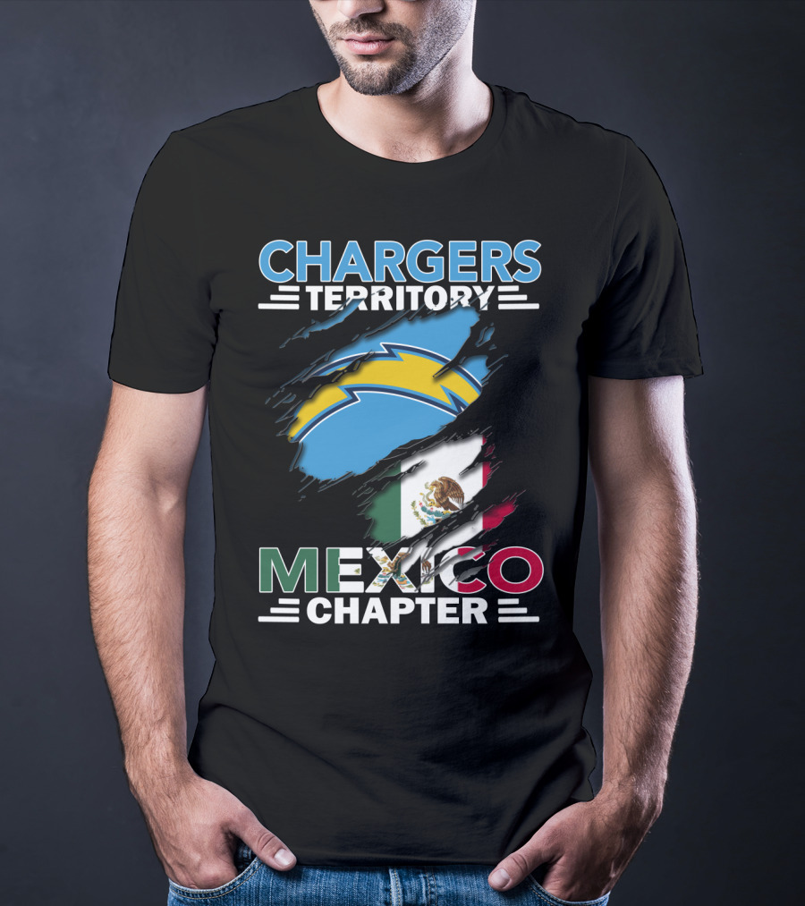 Chargers Territory Mexico Chapter Bold Lightning Logo And Flag Stripes T-Shirt