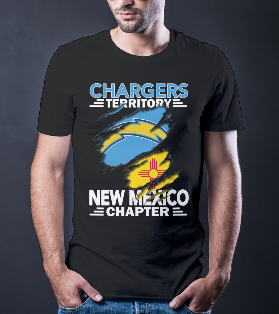 Chargers Territory New Mexico Chapter Torn Flags Zia Symbol Bolt T-Shirt