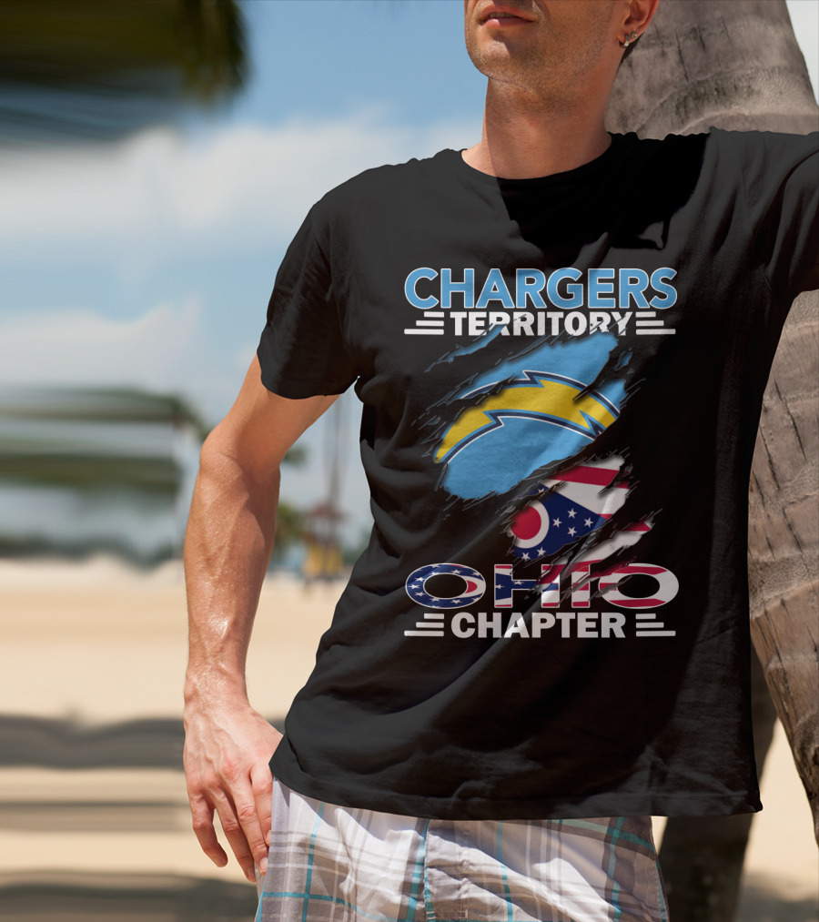 Chargers Territory Ohio Chapter Ohio Flag And Lightning Bolt T-Shirt