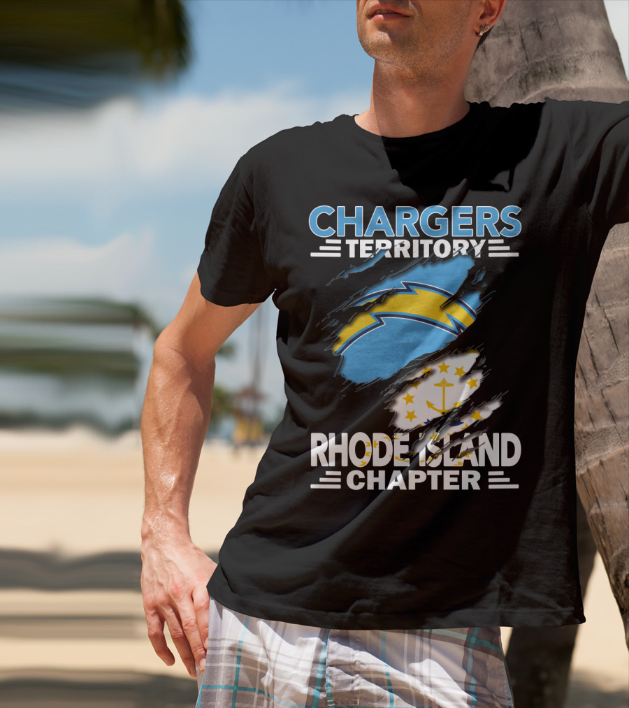 Chargers Territory Rhode Island Chapter Logo With Split Design Featuring Iconic Symbols T-Shirt