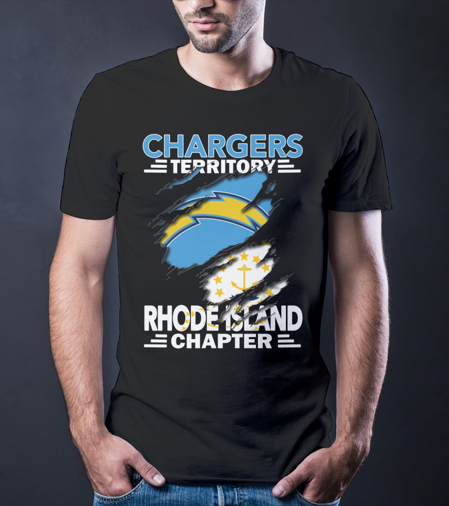 Chargers Territory Rhode Island Chapter Logo With Split Design Featuring Iconic Symbols T-Shirt