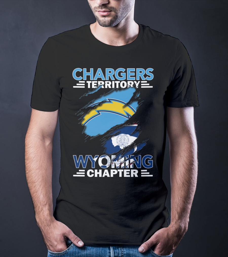 Chargers Territory Wyoming Chapter Logo With State Flag Background T-Shirt