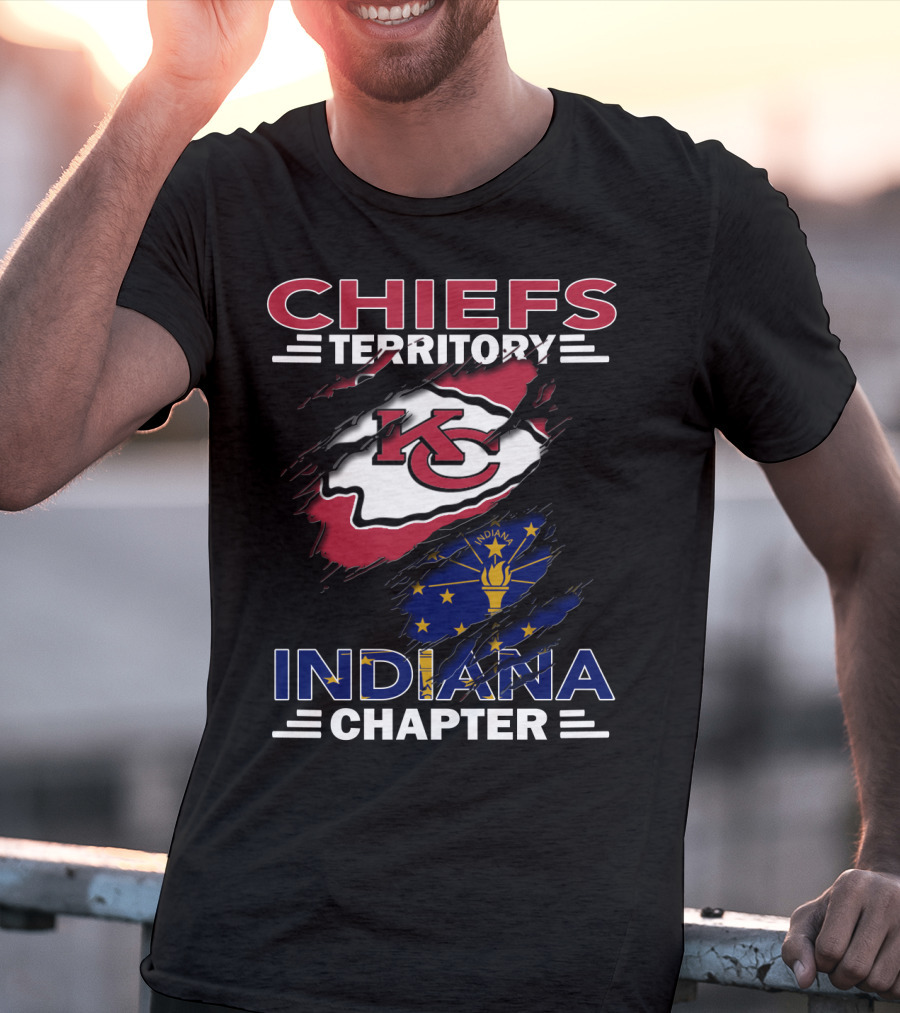 Chiefs Territory Indiana Chapter KC Logo And Indiana State Flag T-Shirt