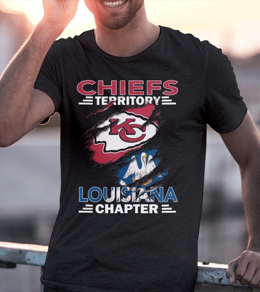 Chiefs Territory Louisiana Chapter KC Logo And State Flag T-Shirt