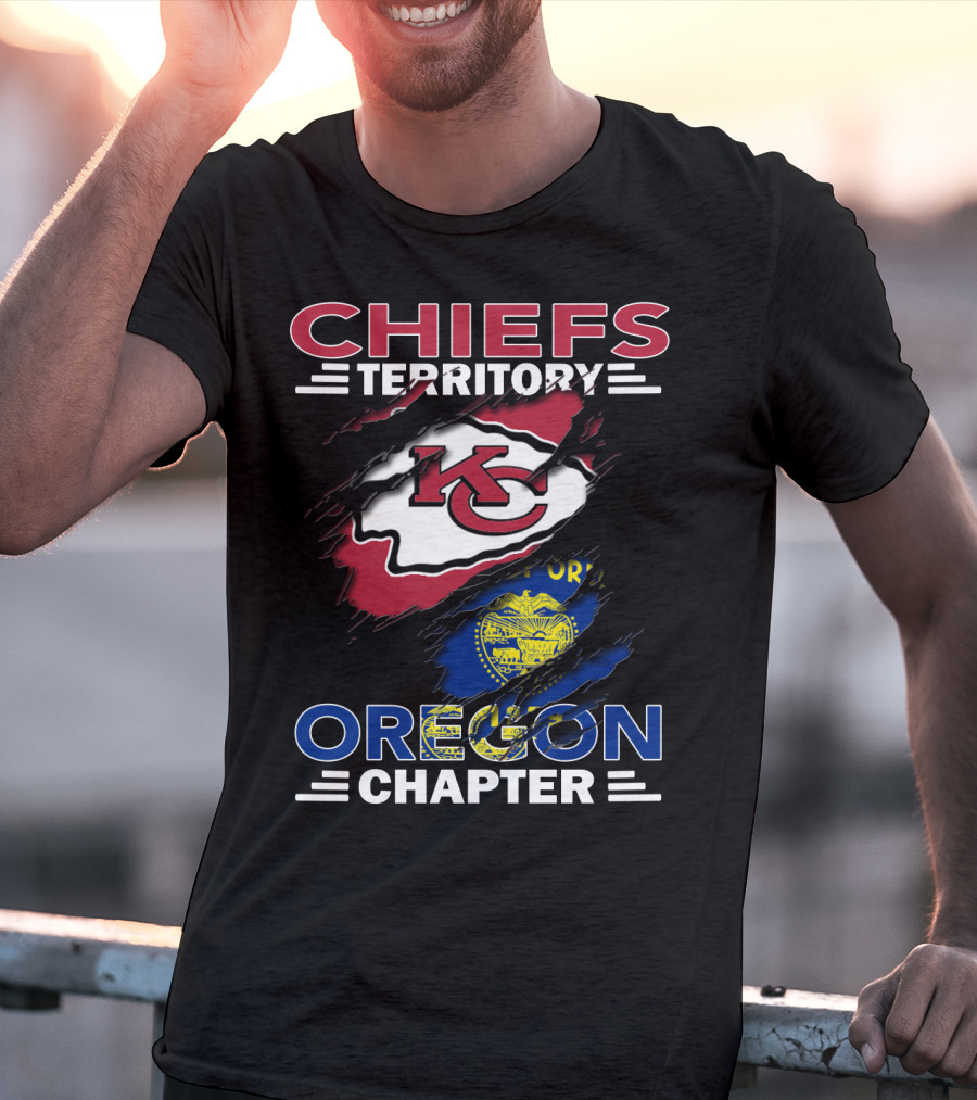 Chiefs Territory Oregon Chapter KC Chiefs Logo With Oregon State Flag T-Shirt