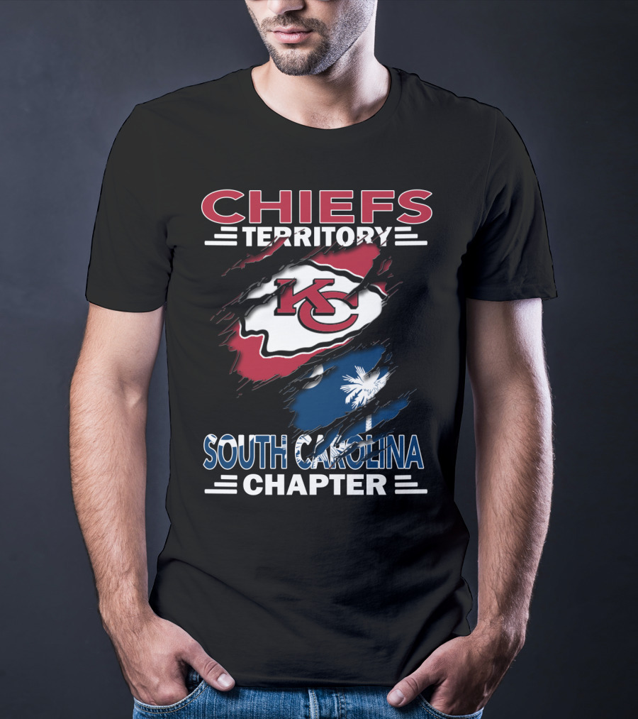 Chiefs Territory South Carolina Chapter KC Logo Wrapping Palmetto Flag T-Shirt