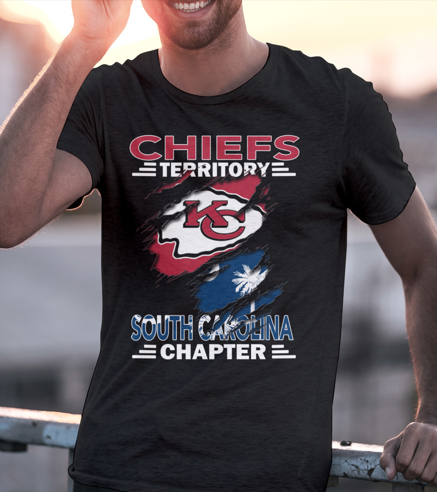 Chiefs Territory South Carolina Chapter KC Logo Wrapping Palmetto Flag T-Shirt