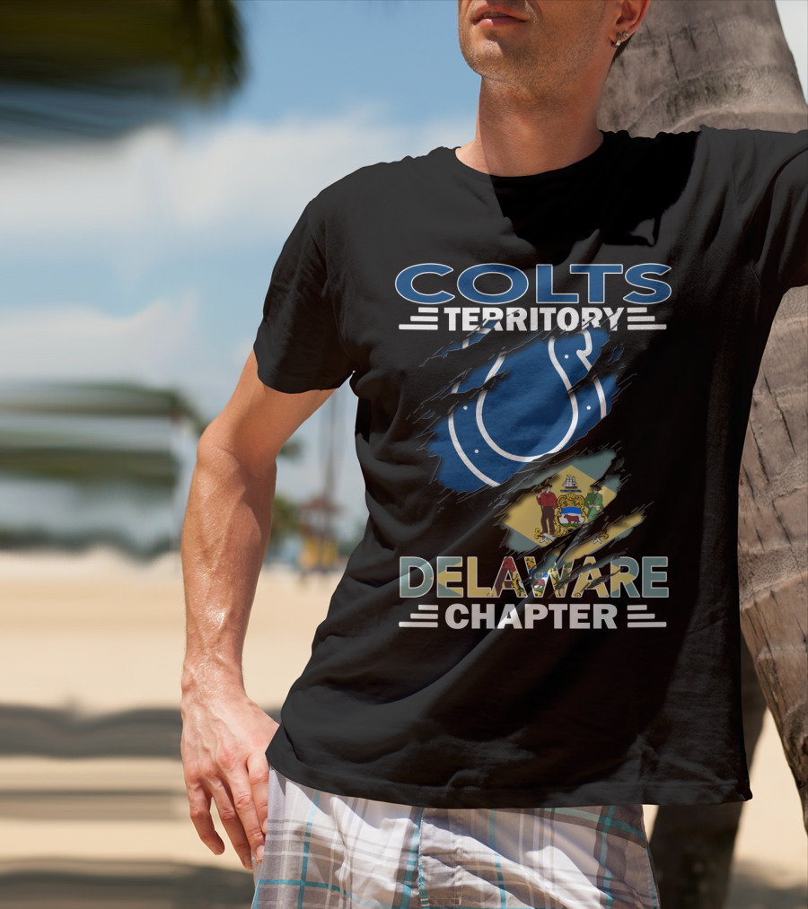 Colts Territory Delaware Chapter With Flag And Horseshoe T-Shirt