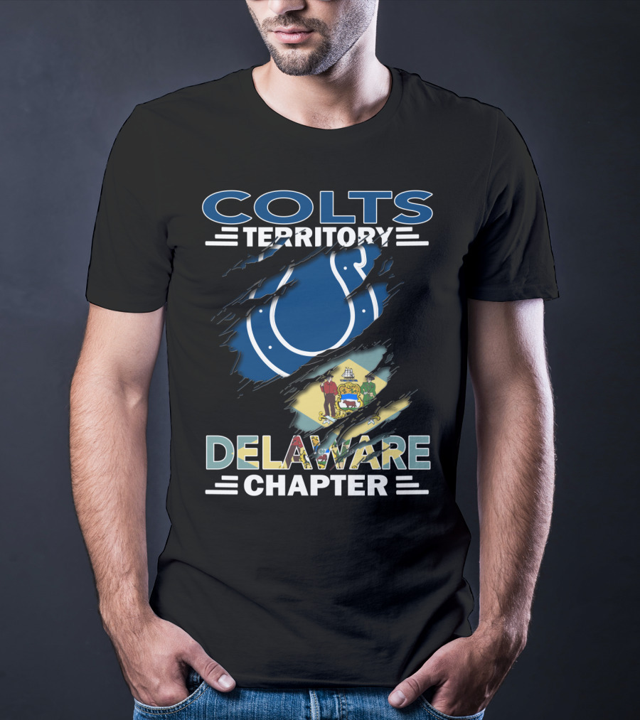 Colts Territory Delaware Chapter With Flag And Horseshoe T-Shirt