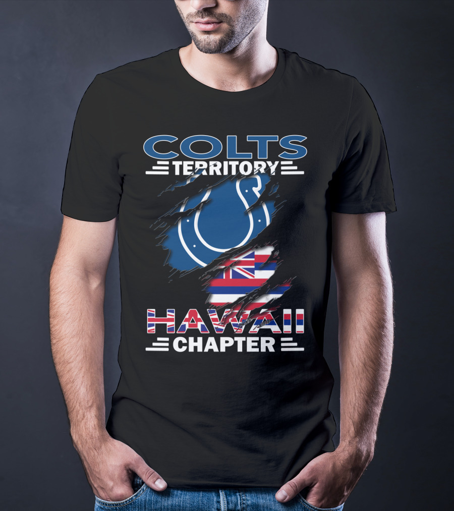 Colts Territory Hawaii Chapter Iconic Logo And Hawaiian Flag T-Shirt