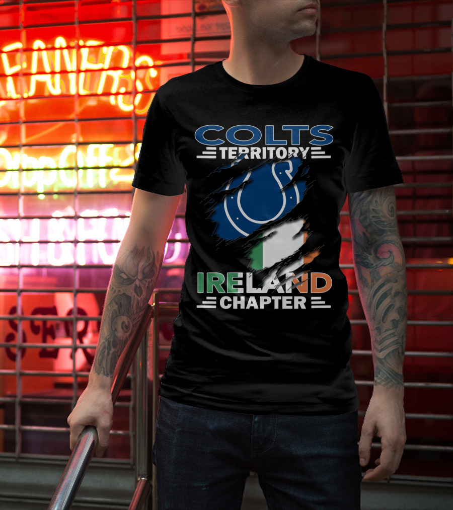 Colts Territory Ireland Chapter Blue Horseshoe Logo Irish Flag T-Shirt