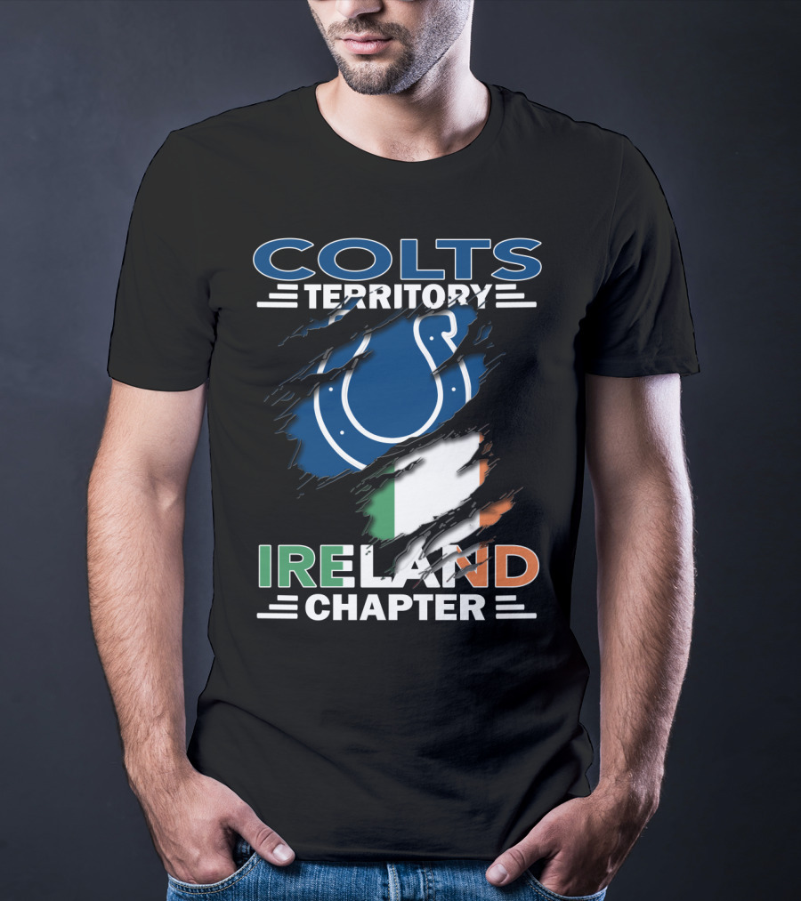Colts Territory Ireland Chapter Blue Horseshoe Logo Irish Flag T-Shirt