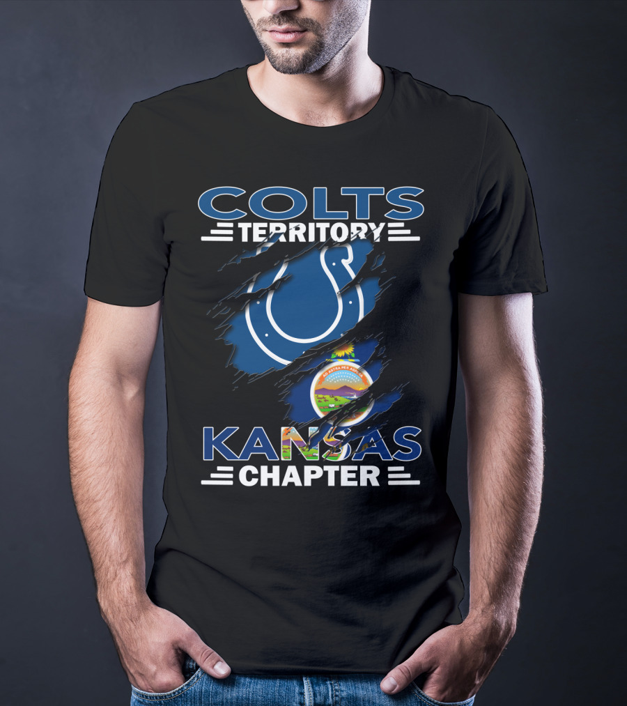 Colts Territory Kansas Chapter Indianapolis Colts Kansas Flag Integration T-Shirt