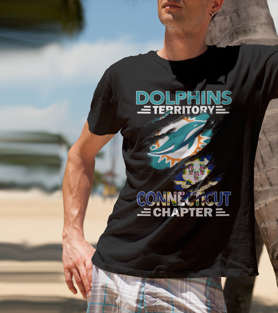 Dolphins Territory Connecticut Chapter Miami Dolphins Connecticut State Emblem T-Shirt