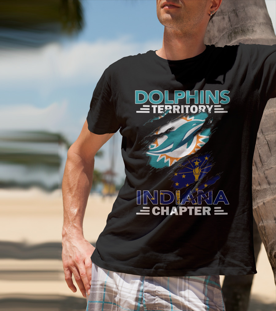 Dolphins Territory Indiana Chapter Miami Logo Indiana Flag Combination T-Shirt