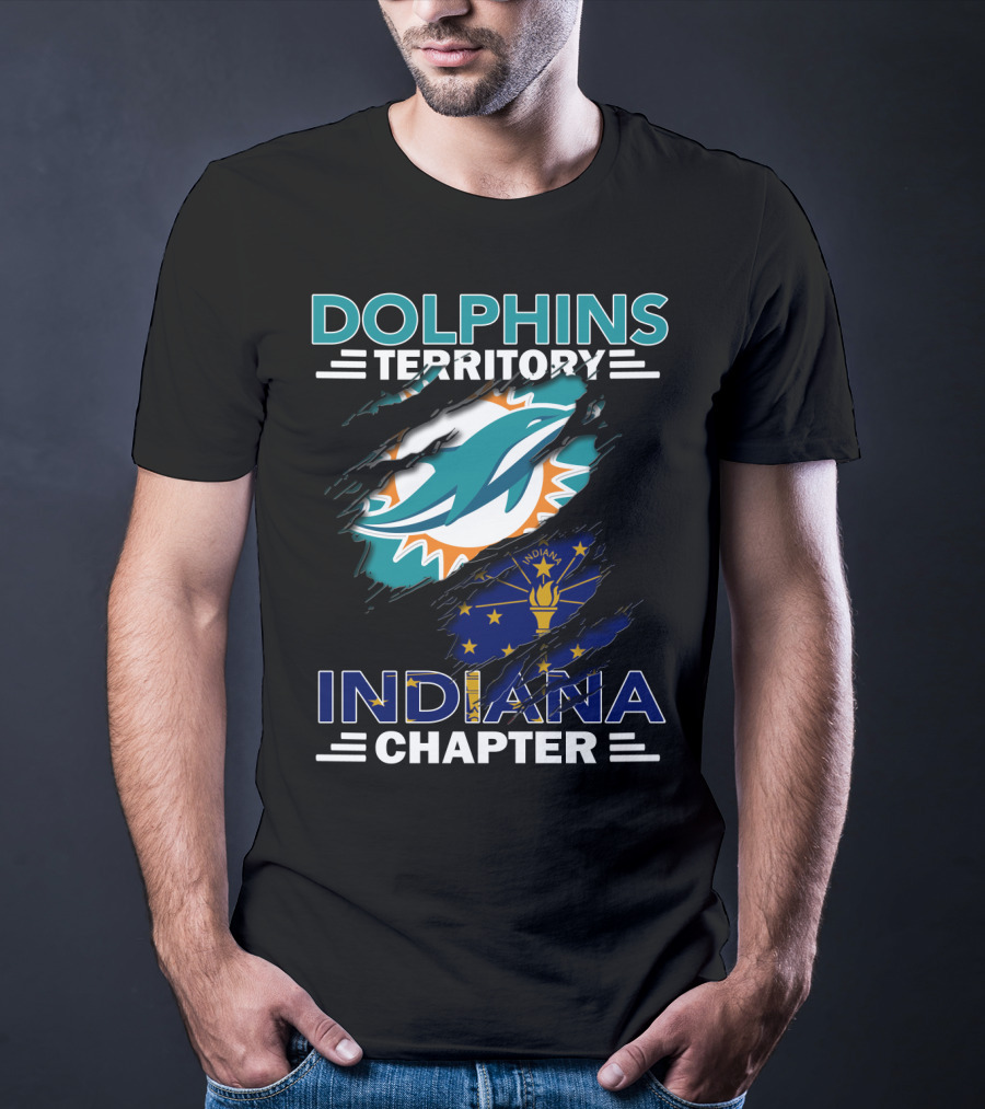 Dolphins Territory Indiana Chapter Miami Logo Indiana Flag Combination T-Shirt