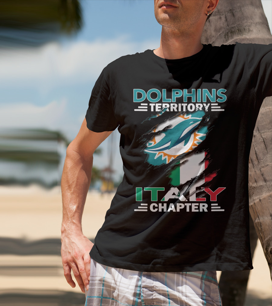 Dolphins Territory Italy Chapter Miami Logo Italian Flag T-Shirt