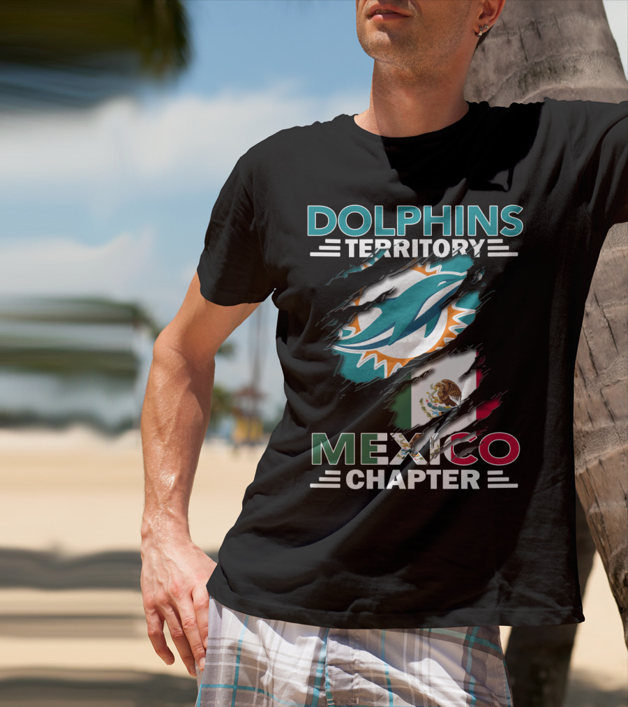 Dolphins Territory Mexico Chapter Miami Dolphins Logo Mexican Flag T-Shirt