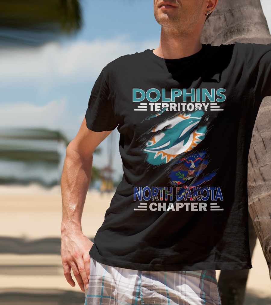 Dolphins Territory North Dakota Chapter Miami Football Fan Flag T-Shirt