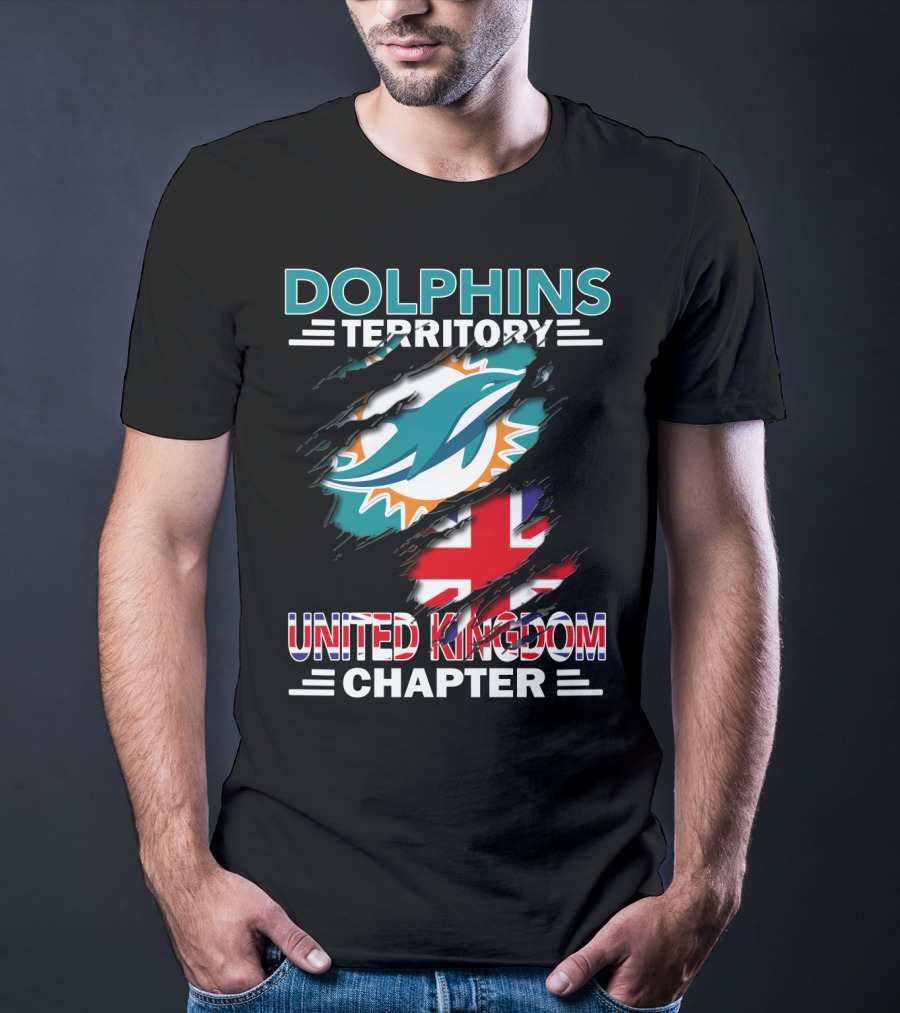 Dolphins Territory United Kingdom Chapter Miami Dolphins Union Jack T-Shirt