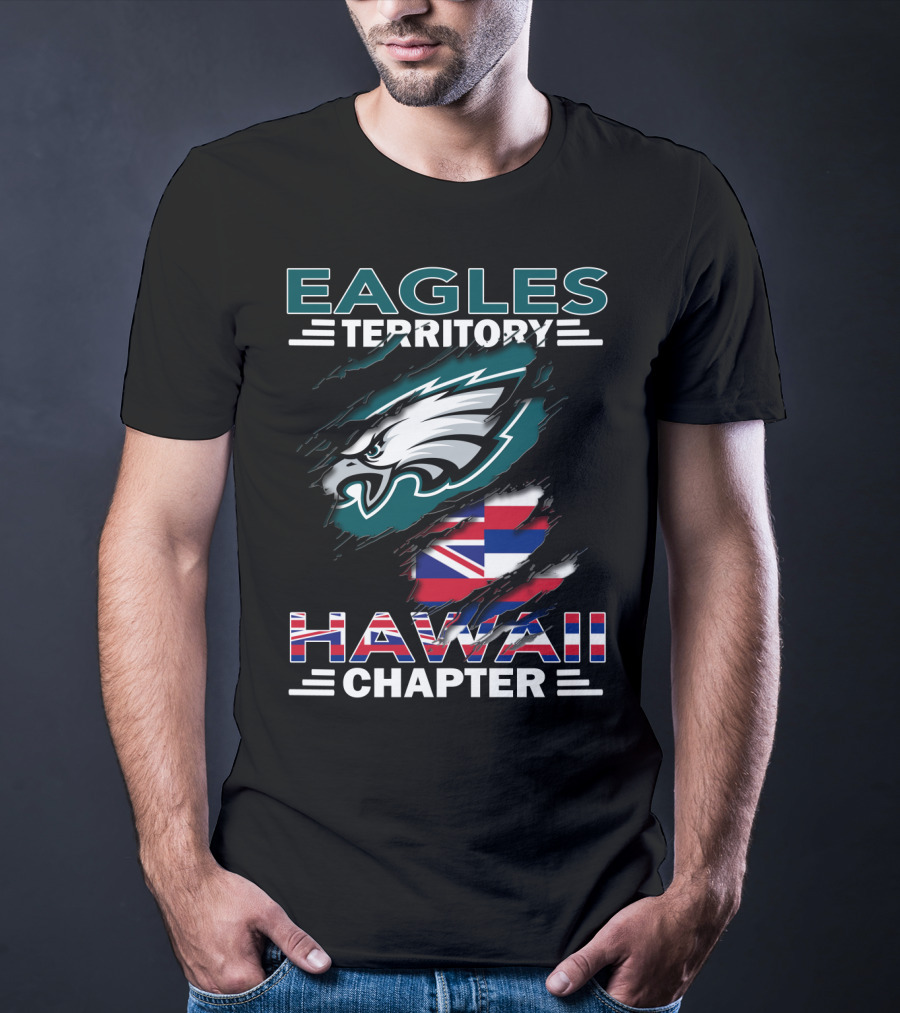 Eagles Territory Hawaii Chapter Nfl Team Logo Hawaiian Flag T-Shirt