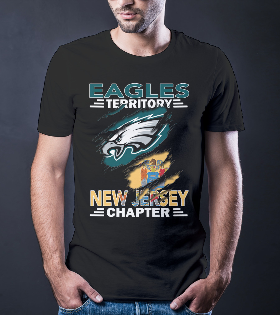 Eagles Territory New Jersey Chapter With Philadelphia Eagles Logo And NJ State Flag T-Shirt