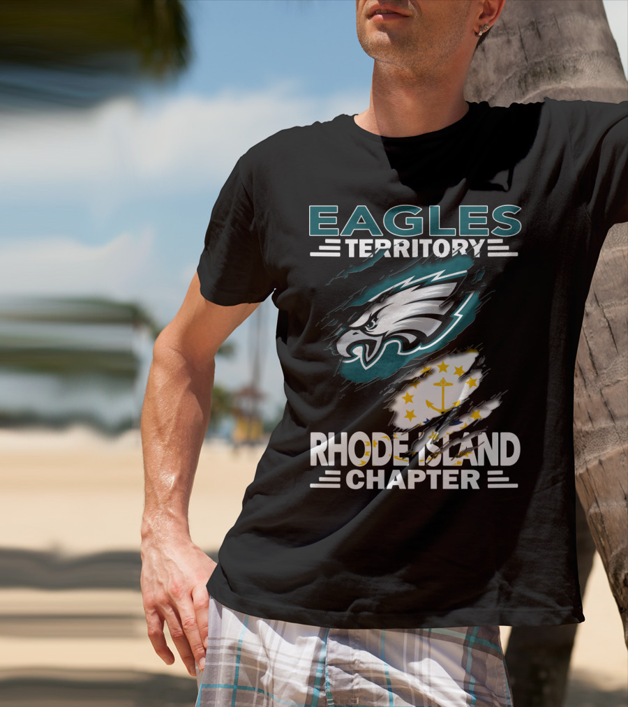 Eagles Territory Rhode Island Chapter Logo With State Flag And Team Insignia T-Shirt