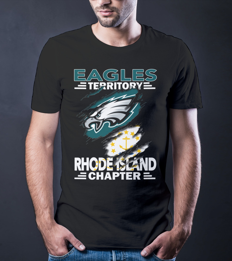 Eagles Territory Rhode Island Chapter Logo With State Flag And Team Insignia T-Shirt