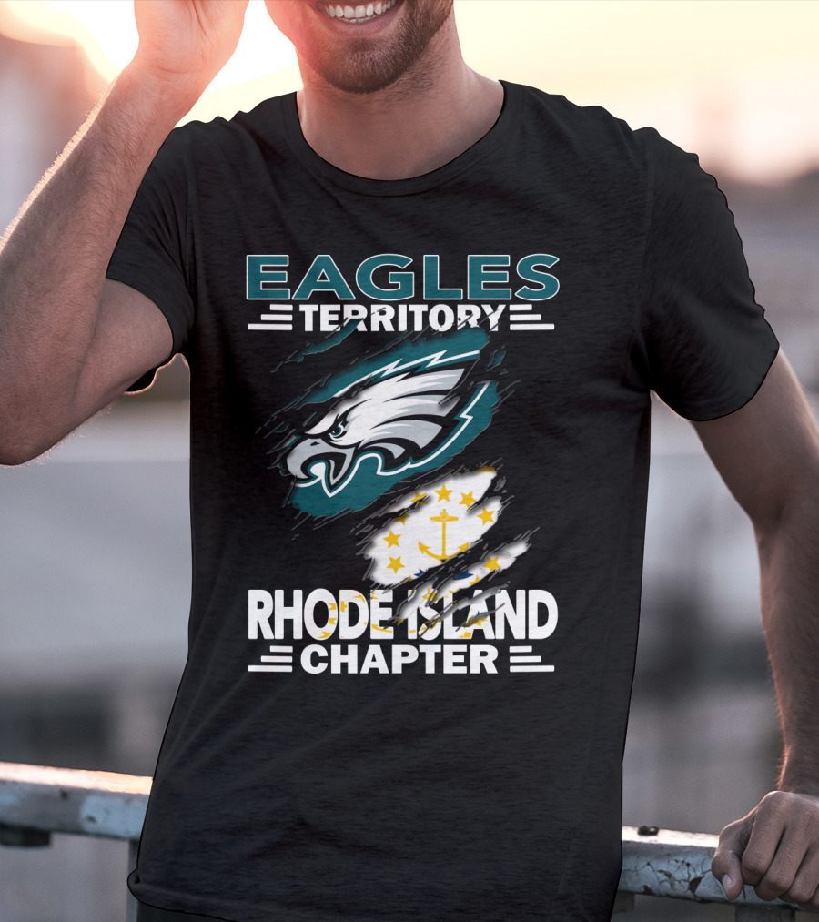 Eagles Territory Rhode Island Chapter Logo With State Flag And Team Insignia T-Shirt