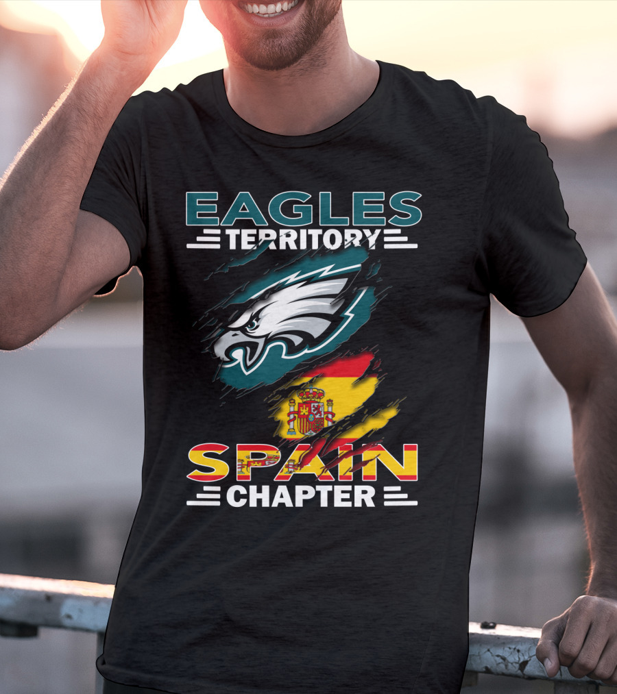 Eagles Territory Spain Chapter Fan Pride With Spanish Flag And Eagle T-Shirt