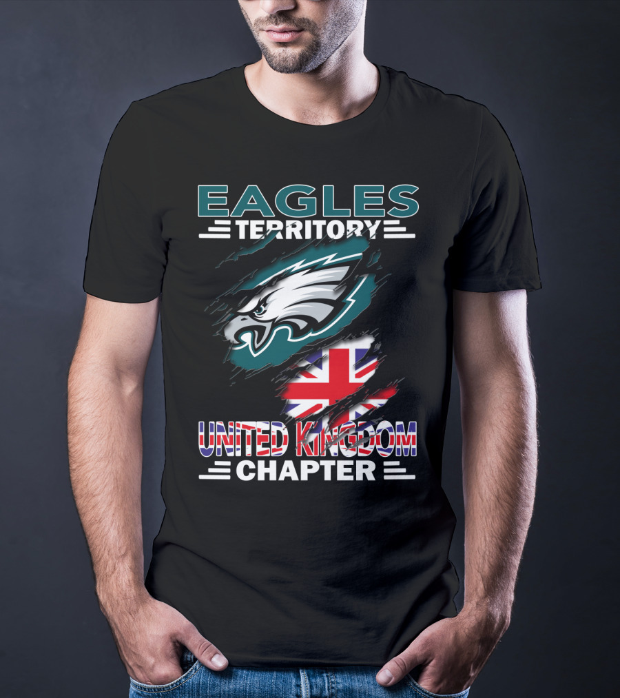 Eagles Territory United Kingdom Chapter NFL Team Logo Union Jack T-Shirt