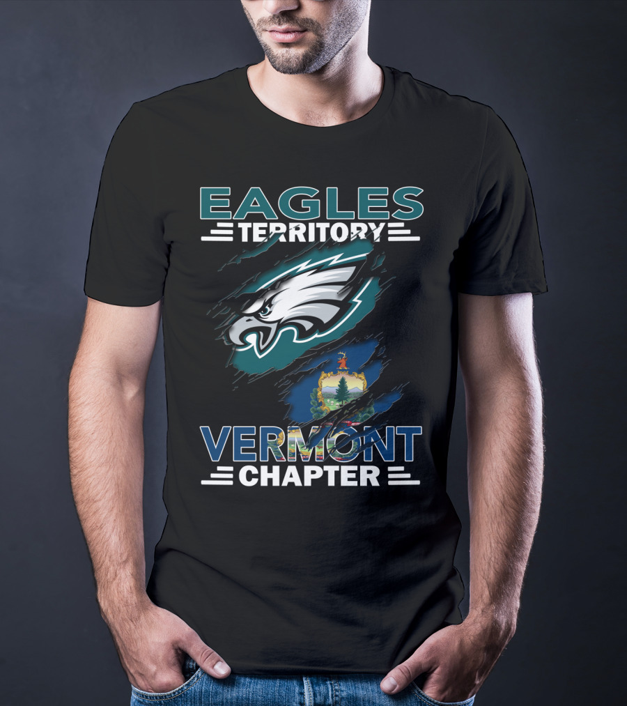 Eagles Territory Vermont Chapter Emblem With Vermont State T-Shirt
