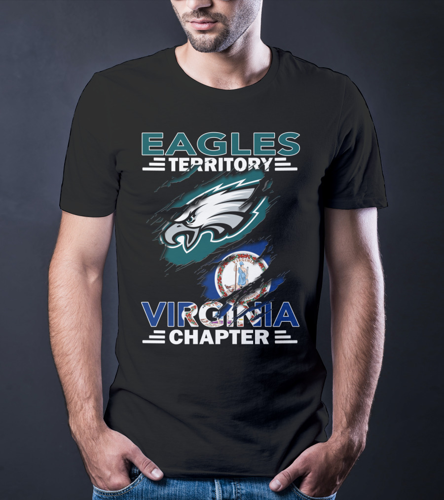 Eagles Territory Virginia Chapter With Philadelphia Eagles Logo And Virginia State Flag T-Shirt