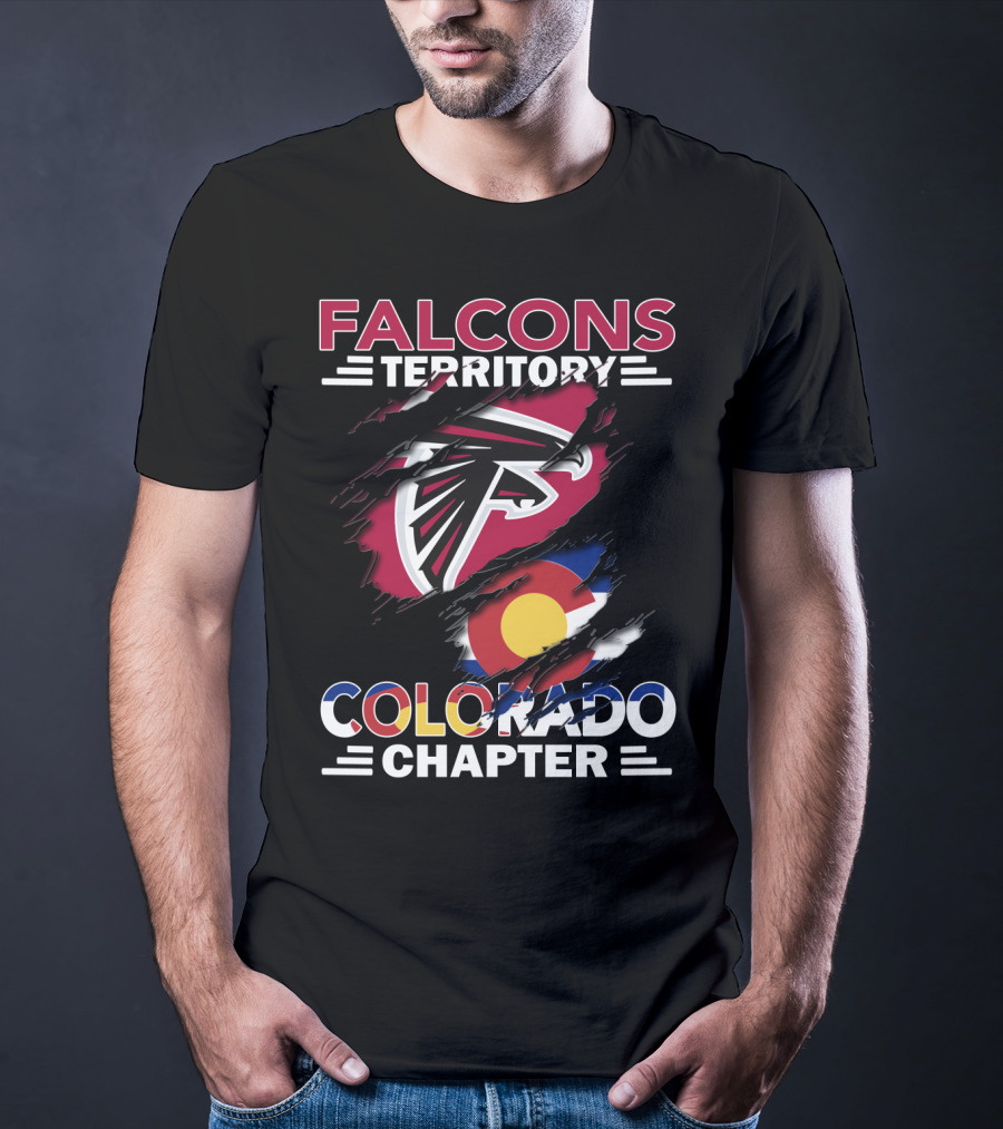 Falcons Territory Colorado Chapter With Falcons Logo And Colorado Flag T-Shirt