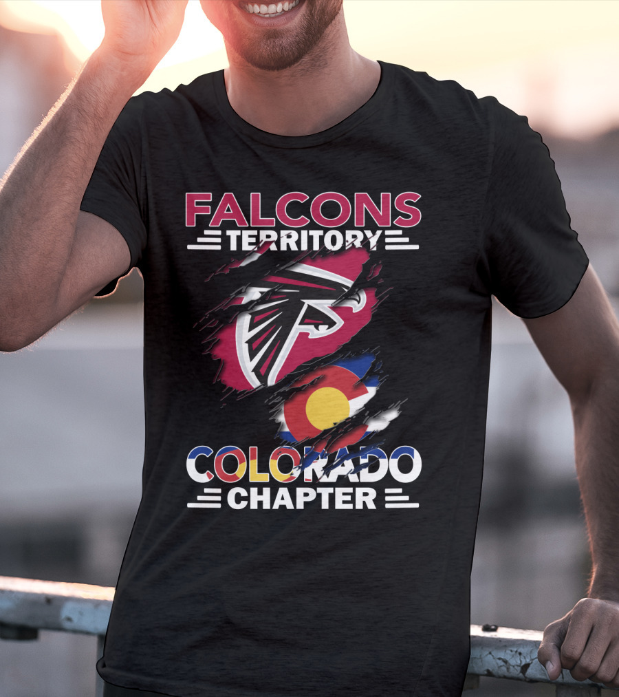 Falcons Territory Colorado Chapter With Falcons Logo And Colorado Flag T-Shirt