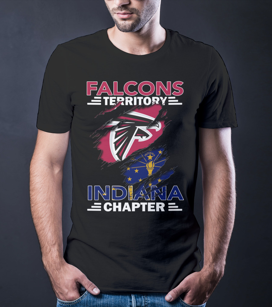 Falcons Territory Indiana Chapter With Atlanta Falcons Logo And Indiana State Flag T-Shirt