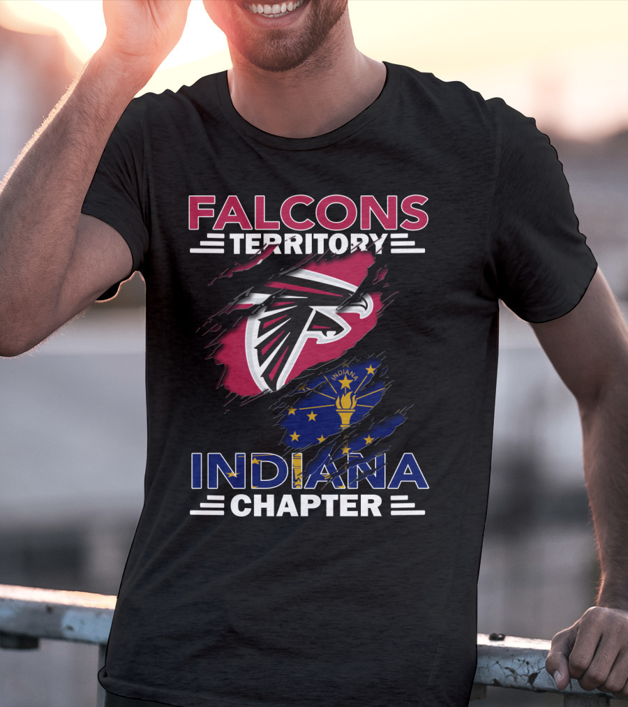 Falcons Territory Indiana Chapter With Atlanta Falcons Logo And Indiana State Flag T-Shirt