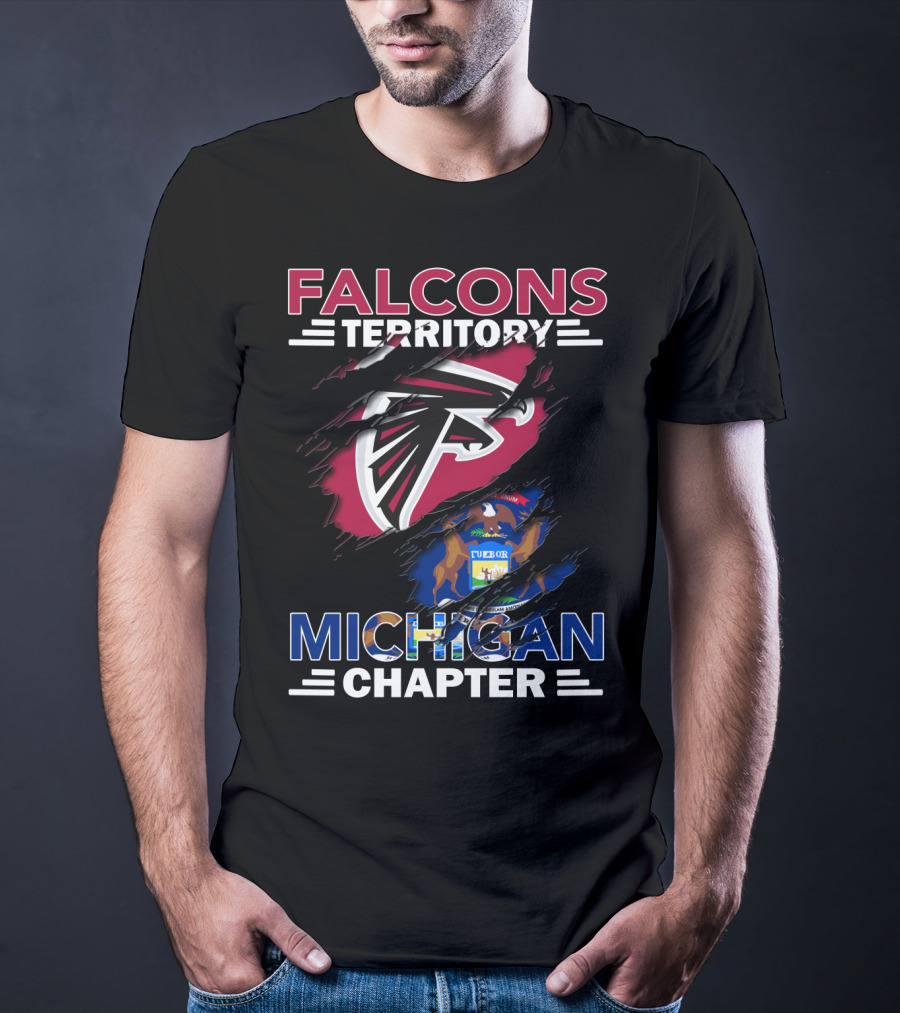 Falcons Territory Michigan Chapter Logo With Michigan State Flag Elements T-Shirt