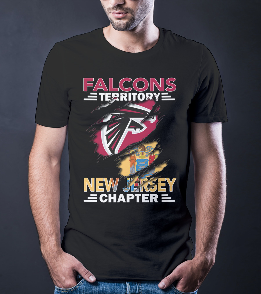 Falcons Territory New Jersey Chapter Falcons Logo And State Flag T-Shirt