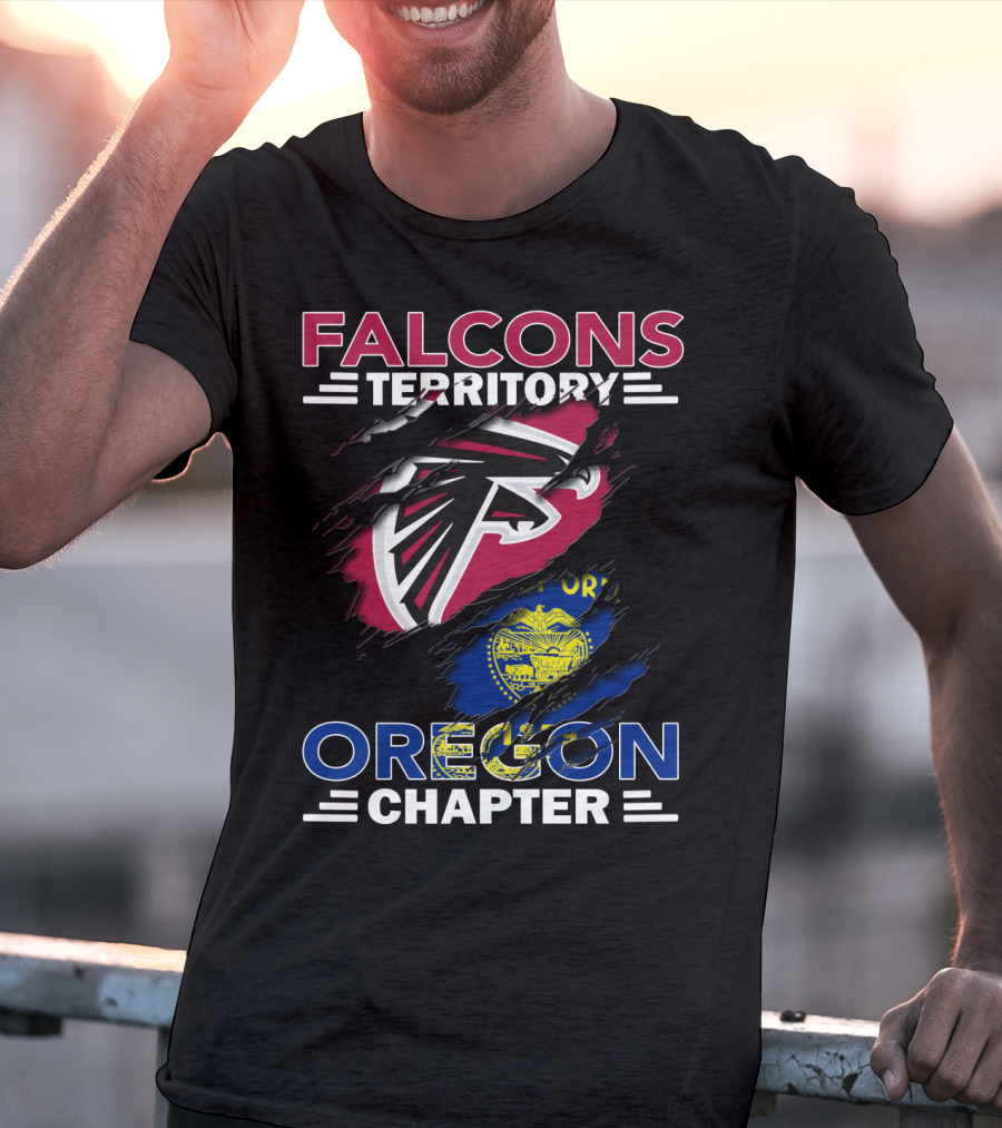 Falcons Territory Oregon Chapter NFL Logo And State Flag Fusion T-Shirt