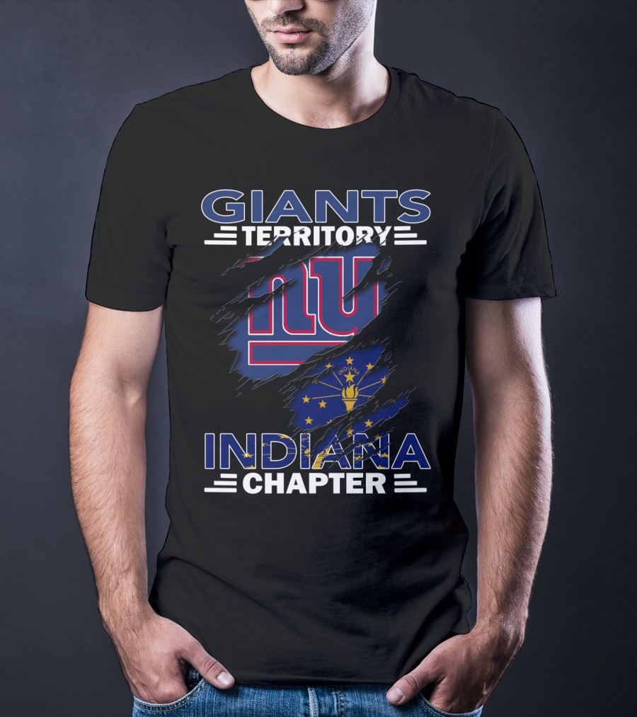 Giants Territory Indiana Chapter New York Giants Indiana Flag Tear T-Shirt