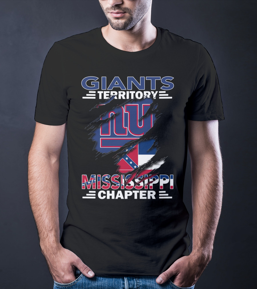 Giants Territory Mississippi Chapter NY Logo And Mississippi Flag Elements T-Shirt